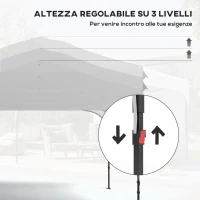 Outsunny Gazebo da Giardino 3x3 m ad Altezza Regolabile su 3 Livelli, in Poliestere e Acciaio, Bianco(m-4)