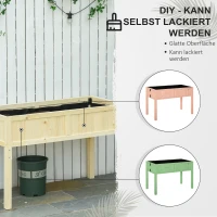 Outsunny Pflanzkasten Gartenpflanzgefäß Gemüsebeet aus Tannenholz für Garten Terrasse Balkon Outdoor 115 x 56 x 76 cm Natur(m-6)