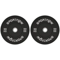 SPORTNOW Set 2 Dischi Pesi da 20kg in Gomma con Foro da 2"/5 cm per Manubri e Bilancieri, Nero(m-1)