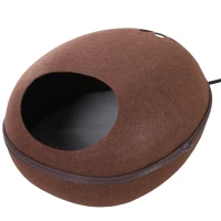 PawHut Cueva Gato Cama para Gato de Forma de Cáscara Semi-Cerrado Casa para Gatos Interior Desmontable Fieltro 47x38x24cm(m-10)