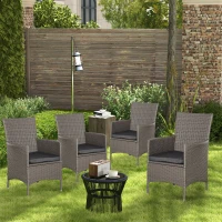 Outsunny Set of Four Rattan Armchairs, with Cushions - Grey(m-2)