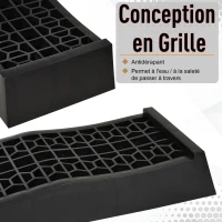 HOMCOM Ensemble de 2 rampes pour voiture véhicule utilitaire rampe de chargement lourde 3T caravane camping-car dim. 70L x 19,5l x 7,8H cm PP noir(m-4)