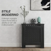 HOMCOM Copritermosifoni in Legno MDF Traforato a Croce con Ripiano e Fissaggio a Muro, 78x19x82 cm, Nero(m-4)