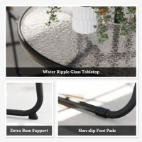 Outsunny 4 Seater Garden Furniture Set, 6 Pieces Garden Table and Chairs with Parasol, Outdoor Garden Dining Set with Folding Chairs and Round Glass Top Table for Patio, Cream White(m-7)