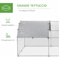 PawHut Recinto per Galline in Acciaio con Copertura Anti UV, 2.8x5.7x2m, Argento(m-6)