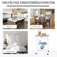 HOMCOM Küchenwagen Rollwagen Küchenrollwagen mit Schublade, Handtuchhalter, Aufbewahrungswagen mit Rollen, Servierwagen für Küche Bad Büro Wohnzimmer Weiß(m-6)