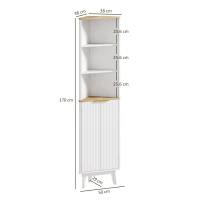 HOMCOM Tall Bathroom Storage Cabinet, Slim Bathroom Storage Unit with Doors and Adjustable Shelves, Freestanding Bathroom Cabinet with Curved Profile Design, White(m-3)