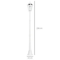 Outsunny Luminaire solaire extérieur lampe de jardin lampadaire classique LED en aluminium étanche ;uminosité réglable(m-3)