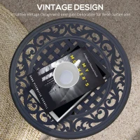 Outsunny Gartentisch Loungetisch Balkontisch, Vintage-Design, 60 x 60 x 53 cm, Schwarz(m-4)