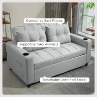 HOMCOM Two-Seater Pull-Out Sofa Bed - Light Grey(m-6)