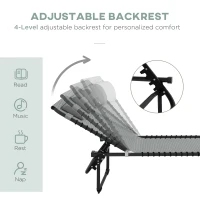 Outsunny Folding Sun Lounger, with Four-Position Back - Light Grey(m-4)