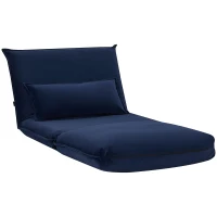 HOMCOM Sedia da Pavimento con Schienale Regolabile in 5 Posizioni e Seduta Imbottita, in Acciaio e Poliestere, Blu scuro(m-10)