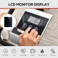 HOMCOM Indoor Magnetic Exercise Bike 10-Level Adjustable Magnetic Resistance Cardio Workout Cycling Bike Trainer, 8kg Flywheel, LCD Display, and Adjustable Seat Height Grey(m-4)