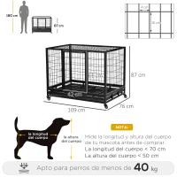 PawHut Jaula de Metal para Perros 109x76x87 cm Perrera Metálico con Ruedas y Frenos Bandeja Extraíble y Puerta con Pestillo para Golden Retriver Labrador Negro(m-3)