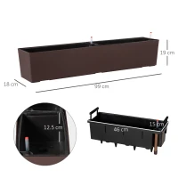 Outsunny Fioriera da Balcone Auto-irrigante con Gancio per Ringhiera Regolabile e Indicatore Acqua(m-3)