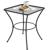 Outsunny 60cm Square Garden Table, Outdoor Metal Bistro Side Desk with Mesh Top, Black(m-11)