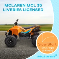 HOMCOM McLaren Licensed 12V Quad Bike, with Music, Headlights, MP3 Slot, Suspension Wheels, for Ages 3-8 Years - Orange(m-4)