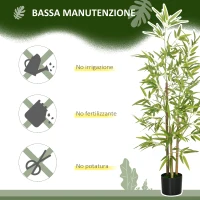 HOMCOM Set 2 Piante di Bambù Finte da 120 cm con Vaso Ø15x12cm, in PEVA, PP e Metallo, Verde e Nero(m-6)