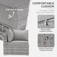 Outsunny Outdoor PE Rattan Corner Sofa, Garden Wicker Furniture Single Sofa Chair w/ Cushions, Light Grey(m-5)