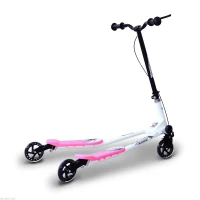 HOMCOM Patinete Scooter de 3 Ruedas Plegable Scooter de Oscilación Reductor para Niños +4 Años con Freno Manillar Ajustable Carga 50 kg 91x60x80cm Marco Acero Rosa(m-7)