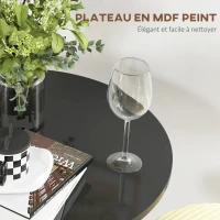 HOMCOM Table de bar ronde table de bistro mange-debout table de cuisine style contemporain plateau peint et cadre en acier(m-5)