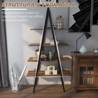HOMCOM Scaffale Libreria 4 Livelli in Truciolato e Acciaio ad A(m-5)