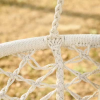 Outsunny Outdoor Hanging Rope Chair with Cotton Rope, Cotton-Polyester Blend Macrame Garden Hammock Chair with Support Backrest, for Patio, Garden, Porch, Living Room, Cream White(m-7)