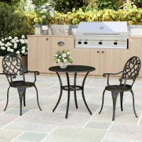 Outsunny Three-Piece Elegant Aluminium Garden Set - Black(m-9)