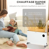 HOMCOM Radiateur électrique avec écran LED 800W/1200W/2000W protection contre la surchauffe blanc(m-5)