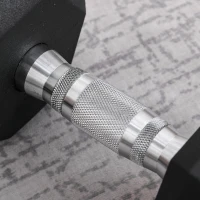HOMCOM 2x12.5kg Rubber Hex Dumbbell Portable Hand Weights Dumbbell Home Gym Workout Fitness Hand Dumbbell(m-9)
