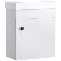 kleankin Bathroom Vanity Unit with Basin, Wall Mounted Bathroom Wash Stand with Sink, Tap Hole and Storage Cabinet, White(m-1)