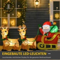 HOMCOM Aufblasbarer Weihnachtsmann mit Schlitten, 6 LED-Lichter, wasserdicht, 240 x 57 x 112 cm(m-4)