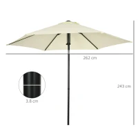 Outsunny Ombrellone da Giardino 2.7x2.5 m, in Poliestere e Metallo con Tettuccio Inclinabile, Beige Nero(m-3)