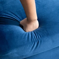 HOMCOM Canapé 3 Places Style Art Déco piètement Acier doré revêtement Velours Bleu(m-8)