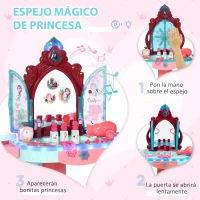 AIYAPLAY Tocador Infantil para +3 Años con Taburete Espejo Luz y Música Tocador de Maquillaje 57x34x76 cm Multicolor(m-4)