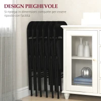 HOMCOM Set di 4 Sedie Pieghevoli con Seduta Imbottita in poliestere e Struttura in Acciaio, Nero(m-6)