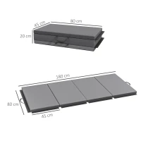 HOMCOM Tapis de gymnastique yoga pilates fitness pliable en 4 avec poignées revêtement synthétique 180 x 80 x 5 cm gris(m-3)