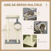 PawHut Arbre à chats griffoir en sisal panier pour chat poteaux à gratter tunnel balles suspendues et perchoirs(m-6)