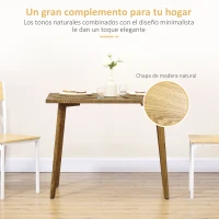 HOMCOM Mesa de Comedor Rectangular Mesa para Salón con Patas de Madera de Pino 98x60x76,5 cm Natural(m-4)