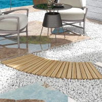 Outsunny Allée chemin de jardin incurvé en lattes de bois enroulable - bois massif de pin 120/72 x 38 cm(m-2)