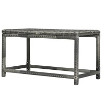 Outsunny Outdoor Coffee Table, Garden PE Rattan Side Table with Plastic Board Under the Full Woven Table Top and Rectangular Frame for Patio, Balcony, Mixed Grey(m-11)
