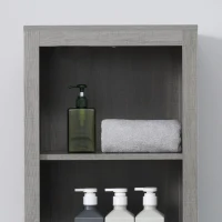 kleankin Columna de Baño Armario Alto con 1 Cajón y Estantes Abiertos Mueble Auxiliar de Almacenaje 42x30x170 cm Gris(m-9)