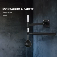 HOMCOM Speed Bag a Parete per Boxe e MMA ad Altezza Regolabile con Asta, in Acciaio e PU, 79x72x20 cm, Nero(m-5)