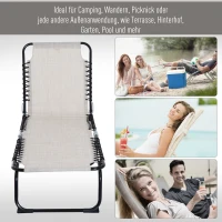 Outsunny Sonnenliege klappbar Gartenliege, Liegestuhl mit 4-Fach verstellbare Rückenlehne, wetterfeste Campingliege bis 120 kg belastbar, für Garten Strand Pool, Cremeweiß(m-7)