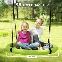 AIYAPLAY 100cm Diameter Nest Seat for Kids with Height Adjustable Hanging Ropes for Outdoor, Playground, Garden, Green(m-5)