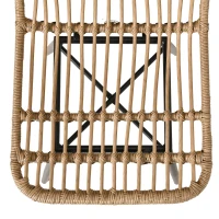 Outsunny 5-tlg. Polyrattan Gartenmöbel Set Essgruppe Esstisch mit 4 Stühlen Gartensitzgruppe mit Beistelltisch Gartenset Outdoor Metall Natur(m-7)