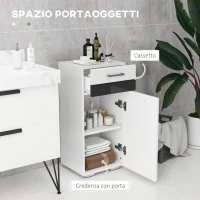 kleankin Mobiletto Bagno in MDF con Cassetto e Armadietto con Ripiano Interno Regolabile, 37x32.5x79 cm, Bianco(m-4)