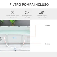 Outsunny Piscina Autoportante da Esterno, Piscina Rettangolare Fuori Terra con Filtro e Valvola in Acciaio e PVC, Grigio, 292x190x75cm(m-5)