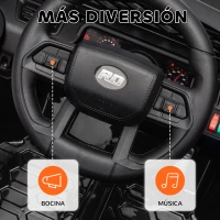 AIYAPLAY Coche Eléctrico para Niños con Batería 12V Mando a Distancia Velocidad Ajustable USB Faros Bocina Negro(m-8)