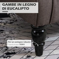 HOMCOM Poltrona per Salotto in Stile Francese con Seduta Imbottita e Cuscini, in Poliestere, 74x86x102 cm, Marrone(m-6)